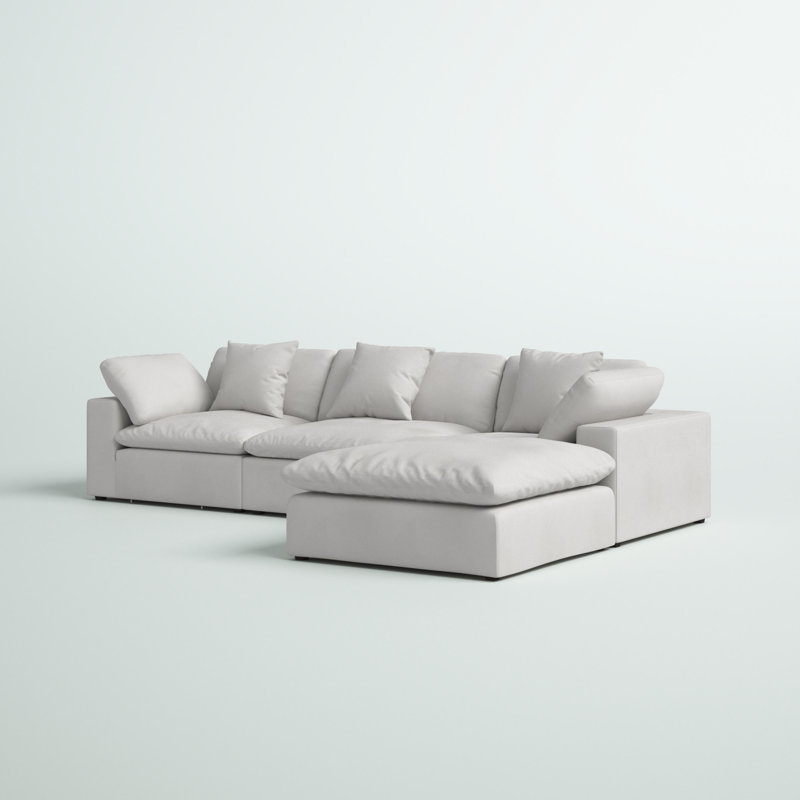 Beachcrest Home Barboza 4 Piece Upholstered Sectional Featuring Stain